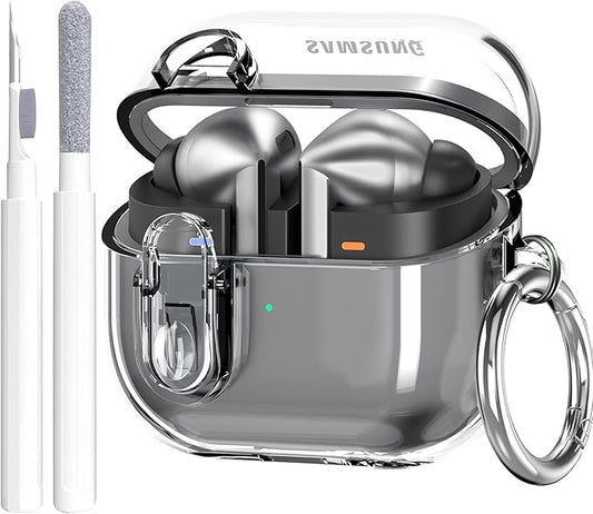 Samsung Galaxy Buds 3 Pro Clear Case | Carabiner & Cleaner Kit Transparent TPU Protective Cover